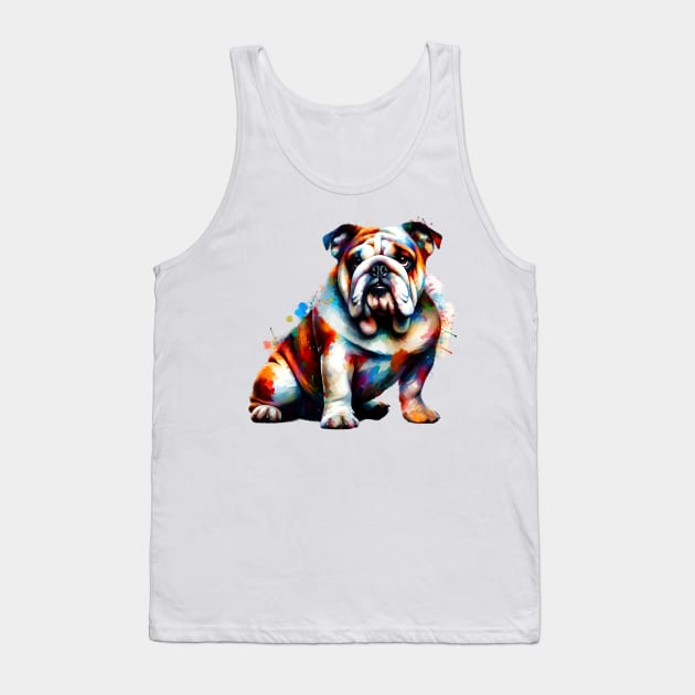 Expressive Splashed Paint Bulldog in Vivid Colors Tank Top by ArtRUs